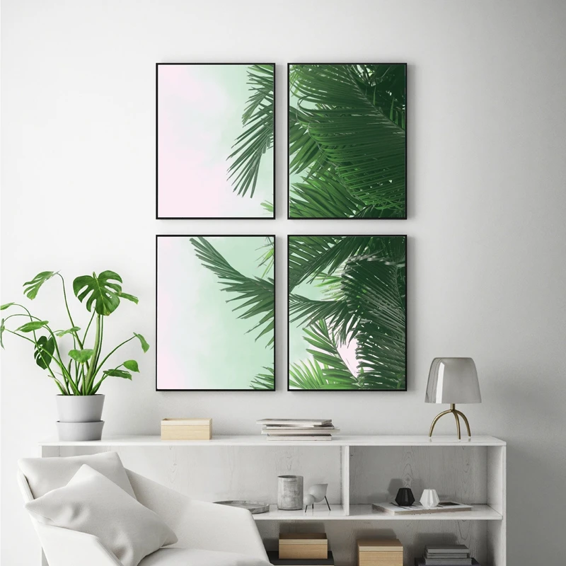 

Tropical Palm Leaf Canvas Painting Prints For Living Room Nature , Extra Large Botanical Art Green Leaves Print Wall Art Decor