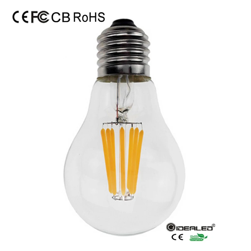Горячая продажа A60 led COB лампа накаливания с регулируемой яркостью 8 Вт Эдисона