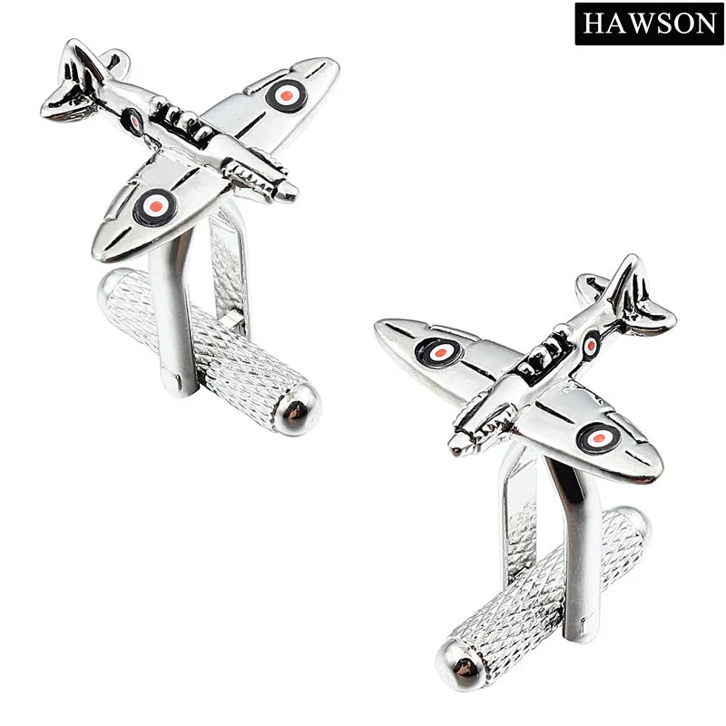 HAWSON Мода Spitfire военные самолеты запонки набор зажимов для галстука серебряный цвет галстук, держатель, застежка забавные ювелирные изделия для вечерние