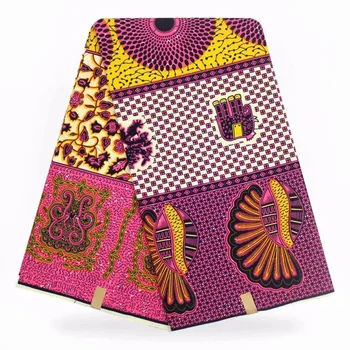 

High Quality Purple African Real Wax Print Fabric,Classical Design African Wax Prints Fabric 6 Yards DF-46