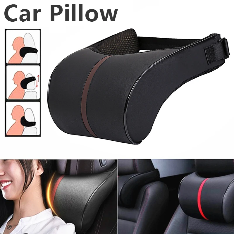 

1PCS PU Leather Auto Car Neck Pillow Memory Foam Pillows Neck Rest Seat Headrest Cushion Pad 3 Colors High Quality Interior