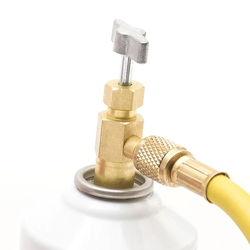 

1pc R134A 1/4" SAE Adapter Car Air conditioning A/C Refrigerant Can Tap Valve Bottle Opener Brass R134A Refrigerant Bouteille