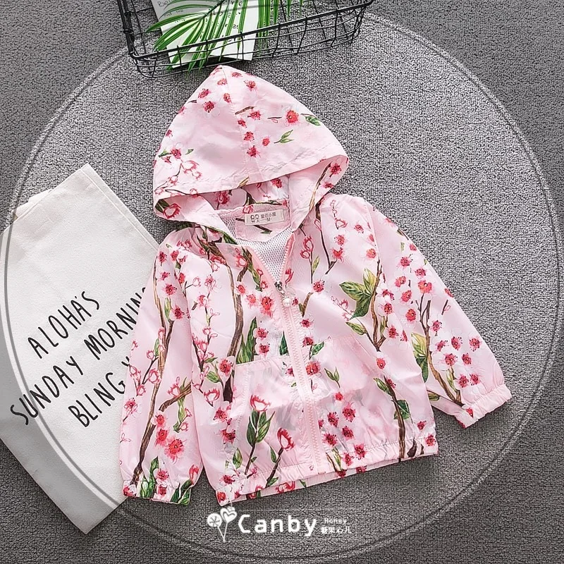 

2018 Spring Summer Peach Trench Coat Fashion High-End Girls Slim Jacket Summer Kids Air-Condition Sun Protection