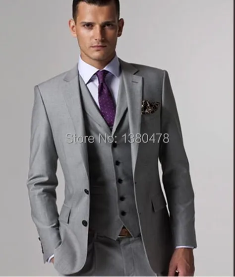 Hommes Revers Fente D'affaires Latérale Pantalon Veste De Boutons Cravate Clair Gris Fit Cran 2016 Conception Marié Homme Gilet Smokings Slim Costume Deux Costumes qtw6UAz
