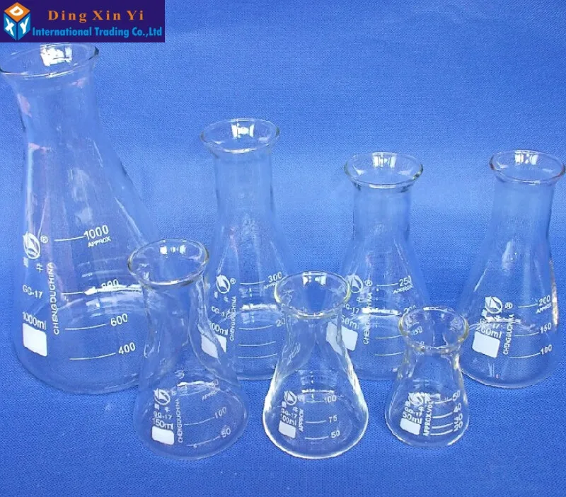 Стеклянная колба Erlenmeyer объемом 500 мл (4 шт./лот) стеклянная коническая для
