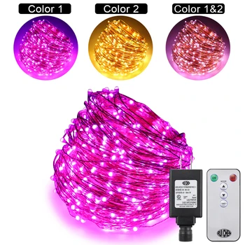 

Dual-Color Led String Lights Plug In with Remote, 164Ft 500LEDs 10Modes Copper Wire Color Changing Xmas Fairy Lights for Bedroom