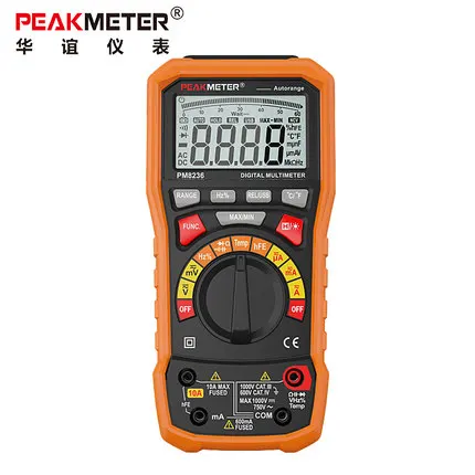 PEAKMETER PM8236 автоматический ручной Диапазон Цифровой мультиметр с TRMS 1000V Температура Емкость Тест частоты