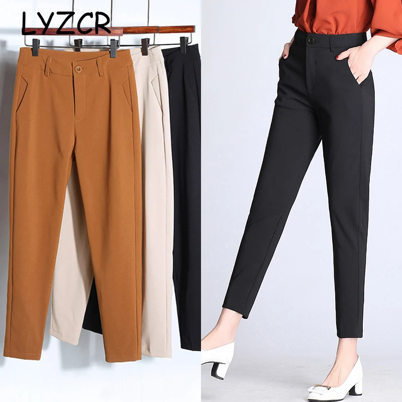 

Harem Casual Suit Pants For Women Mid Waist Black Women's Pencil Pants Women Plus Size Office Ladies Trousers Female