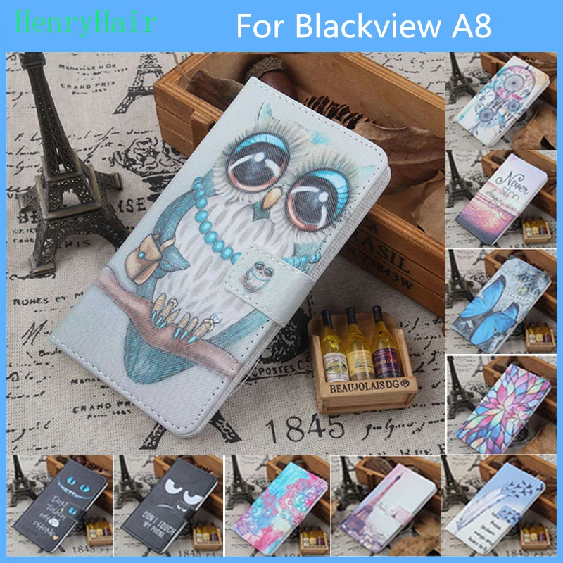 

Hot! Cartoon Pattern PU Leather Cover Case Flip Card Holder Cover For Blackview A8 Wallet Phone Cases