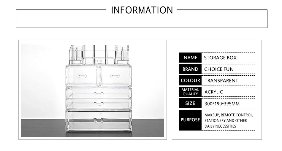 Выбор Забавный Домашний Настольный столик туалетный большой ящик для хранения организации прозрачный акриловый ящик для макияжа Органайзер для косметики