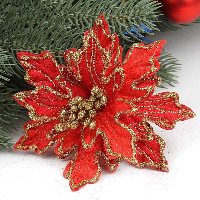 New Arrival 10pcs/lot 15cm Red Glitter Artificial ...