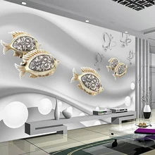 На заказ настенная живопись 3D тиснение Золотая рыбка настенная ткань гостиная диван фоны для фотосъемки домашний декор Papel де Parede 3D