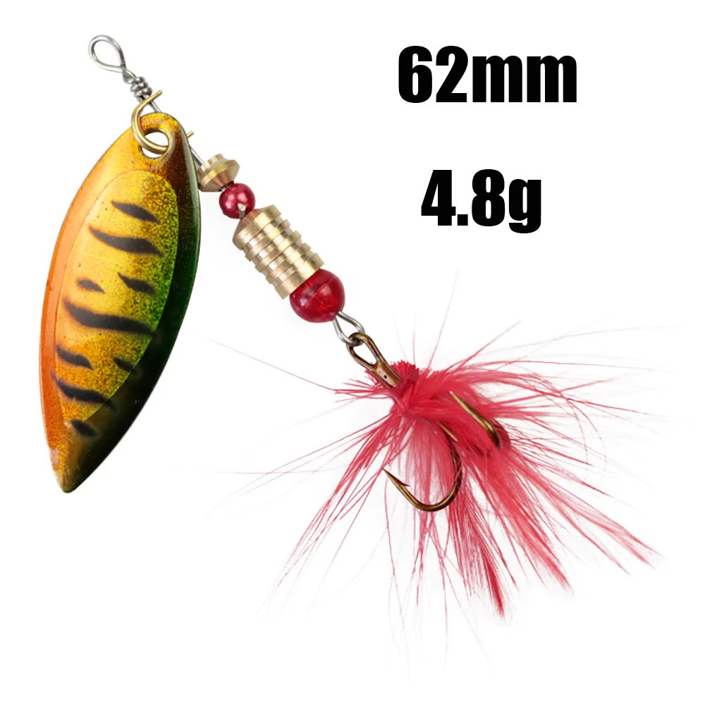 

1pcs Spinner Spoon Fishing Lures Artificial Wobblers Hand CrankBaits Jig Shone Metal Sequin Trout With Feather treble Hooks
