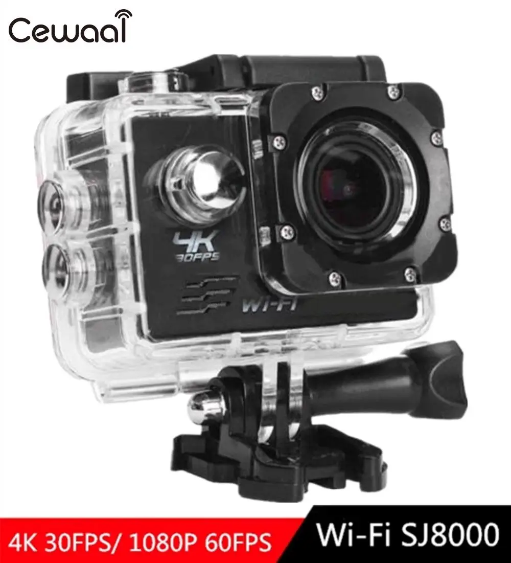 Cewaal Экшн-камера Ultra HD 4K 25fps WiFi 2," 170D подводный водонепроницаемый шлем видео запись камера s Спортивная камера