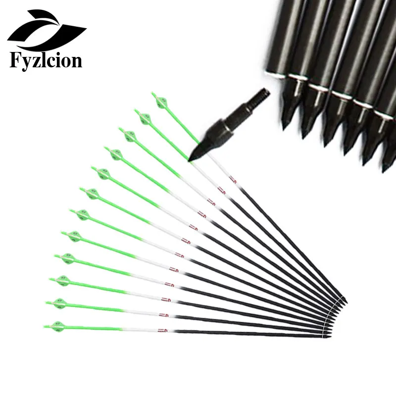 

Archery Bow 6pcs Pure Carbon Arrow With 2''plastic Vanes Spine 340 OD7.6mm ID 6.2mm 31'' length Arrows