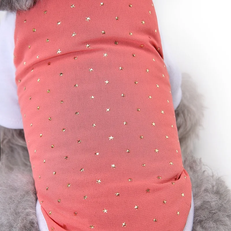 Модный стиль рубашки для собак Горячая Распродажа Милая рубашка одежда Розовый Красный 2 цвета шифоновая Одежда для собак звезды для домашних животных собак