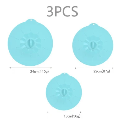 5PCS Reusable Silica gel Spill Stopper Cover Universal Silicone Food Bowl Pot Lid Silicone Cover Pan Cooking Kitchen Accessories - Цвет: 3PCS-BLUE