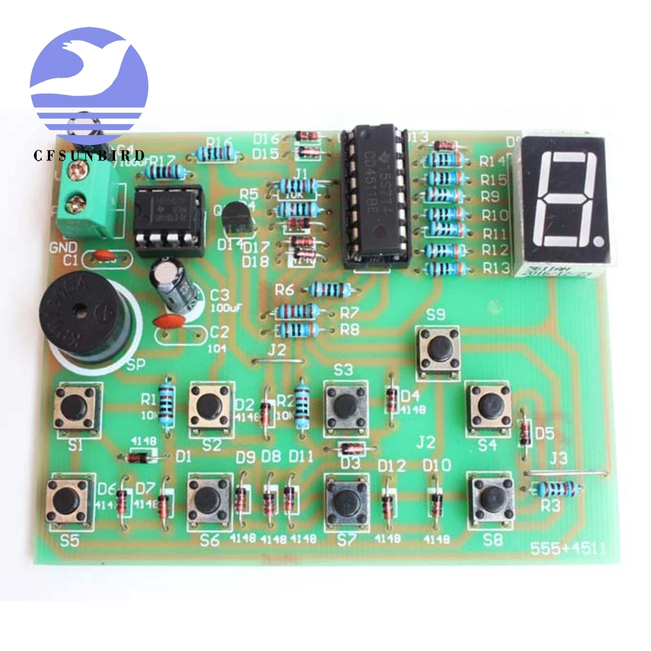 

NE555 8Ways Digital Responder Parts Electronic Component CD4511 Welding Practice Board PCB Soldering Practice Experiment DIY Kit