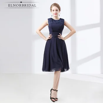 

Tea Length Navy Bridesmaid Dresses 2018 Robe Demoiselle D'Honneur Ever Prettty Maid Of Honor Dress For Weddings