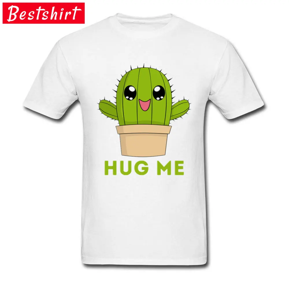 Hug Me Cactus Brand Men T Shirts O-Neck Short Sleeve Pure Cotton T Shirt Unique Tee-Shirts Wholesale Hug Me Cactus  white