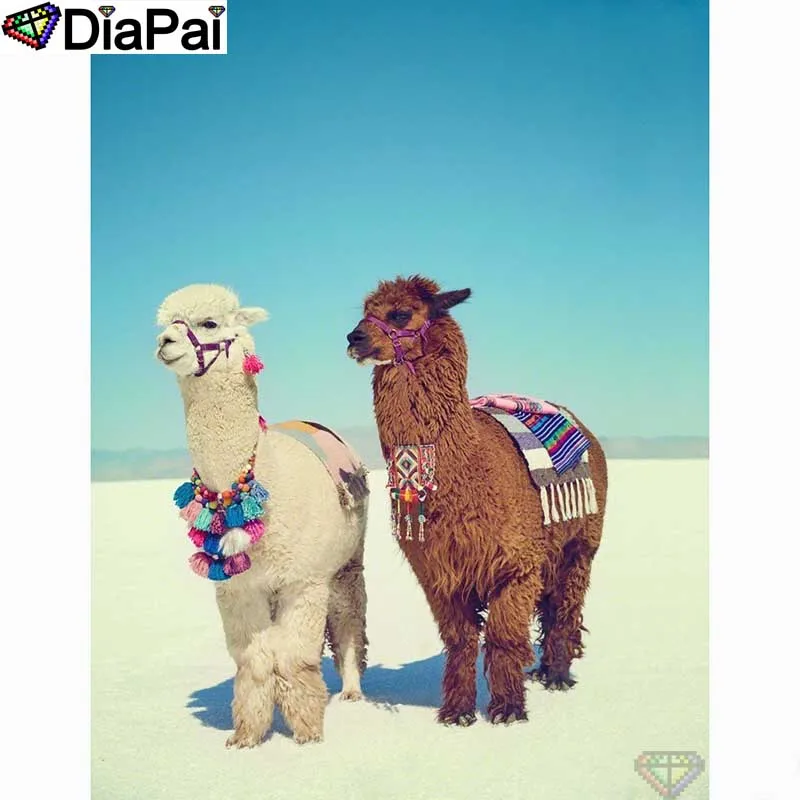 Алмазная картина DIAPAI Animal alpaca полностью квадратная/круглая дрель Настенный декор