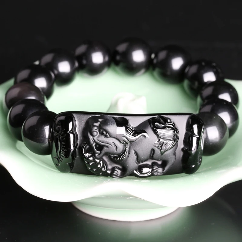 

PUHOLY/ belwide jewelry Wujin natural Obsidian Bracelet Bracelet Mens light dance dance
