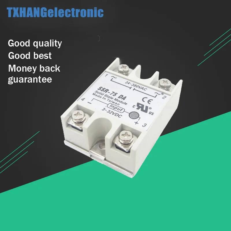 

24V-380V 75A 250V SSR-75 DA Solid State Relay Module 3-32V DC To AC