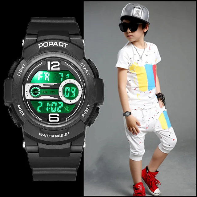 POPART Children's Watches Sport LED Display Digital Kids Watch Back Light 50m Wa POPART Children's Watches Sport LED Display Digital Kids Watch Back Light 50m Wa
