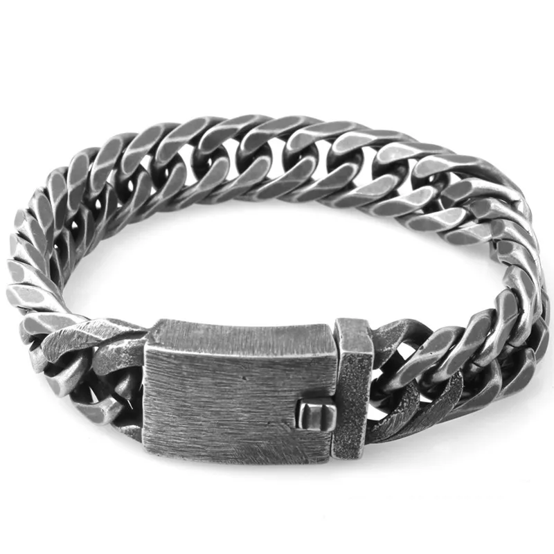 Mens Chain 316L Stainless Steel Heavy Bracelet Gunmetal Tone Big Curb