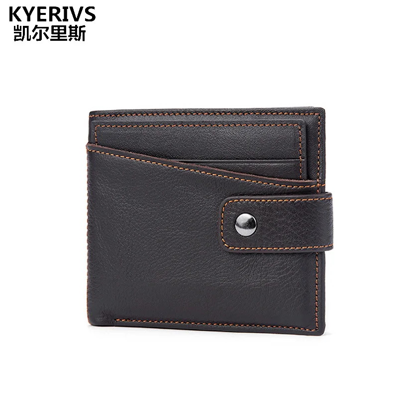 

KYERIVS Famous Luxury Brand Genuine Leather Card Holder Men Wallets Zipper Mens Leather Wallet Male Coin Purse Combination 2017