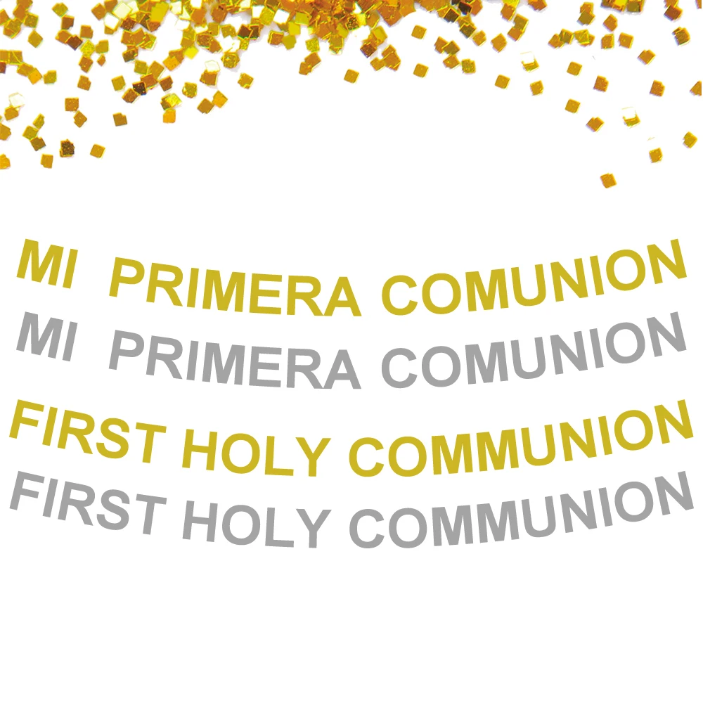 1 Set Glitter Oro Argento Lettera Banner Mi Primera Comunione Prima Comunione Per Il Ragazzo E La Ragazza Di Santa Comunione Partito Decor Decorazioni Fai Da Te Per Party Aliexpress