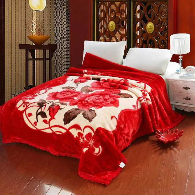 Супер мягкое пушистое Норковое одеяло Raschel, Двухслойное одеяло с цветочным принтом, двойной размер, плотное теплое покрывало из искусственного меха - Цвет: color15
