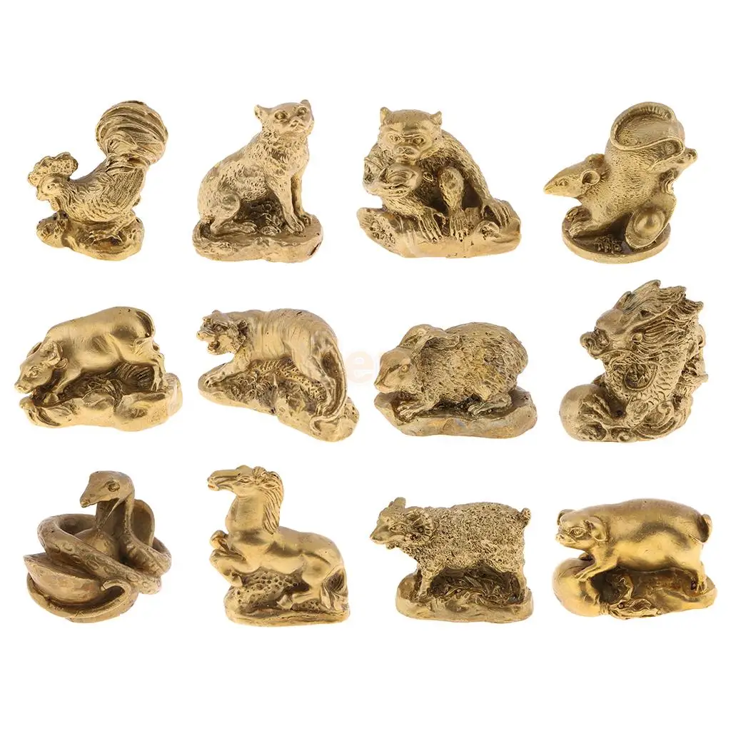 Chinese Zodiac Animals 12 SHENGXIAO Figurines Table Ornaments Lucky Mascots, for Wedding Christmas Birthday Gifts