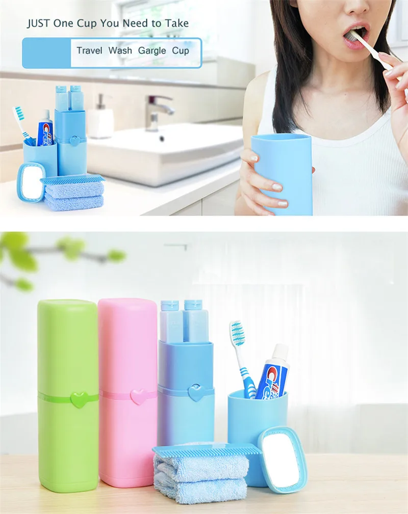 Лучшие предложения 3 цвета Пластиковые для ванной комнаты мыть Gargle костюм хранения мыть чашки путешествия Кемпинг 60 мл шампунь бутылка набор аксессуары для ванной комнаты