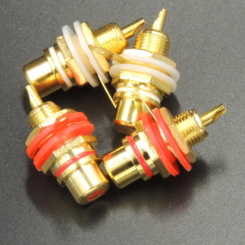 10 гнездовых разъемов RCA для монтажа на панели с позолоченным покрытием 24