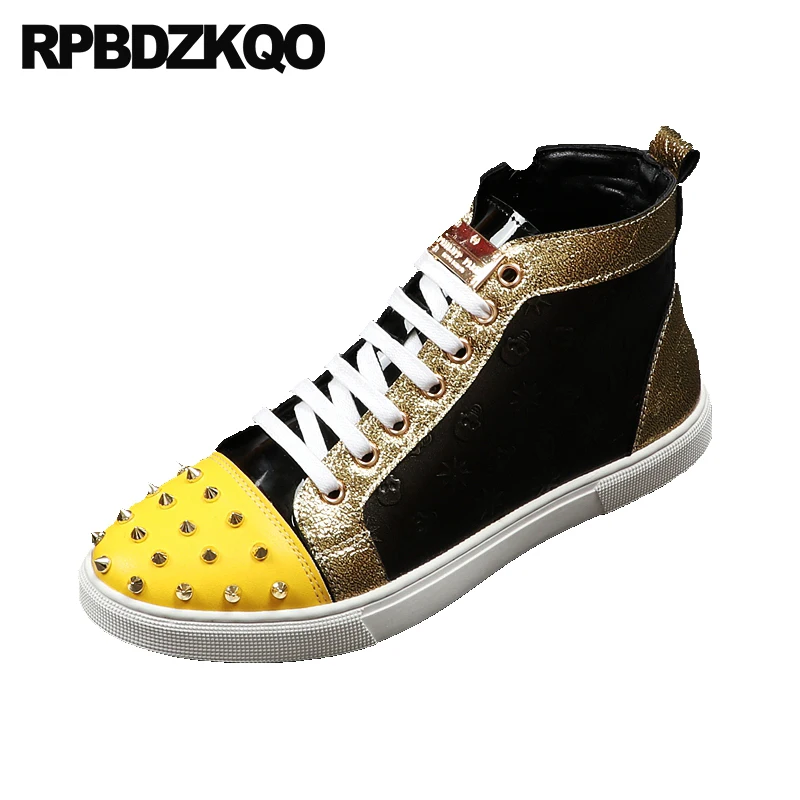 

Dandelion Flats Lace Up Elevator Rivet Street Style Skate Spike Hip Hop Shoes Men Sneakers Luxury Brand Stud High Top Trainers