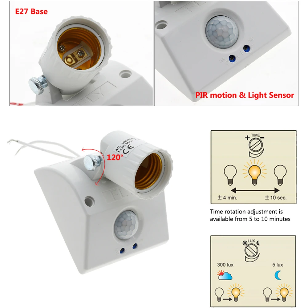 E27 лампа база инфракрасный PIR сенсор автоматический настенный ...