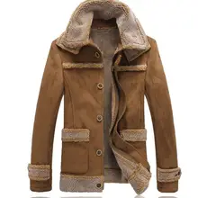 Зимняя утолщенная теплая кожаная мужская Куртка jaqueta de couro, однобортное Мужское пальто из искусственного меха, винтажная верхняя одежда с отложным воротником