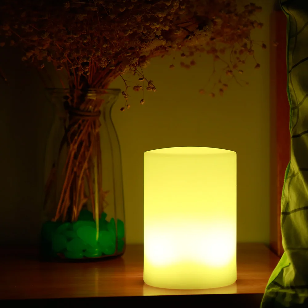 

Cute Colorful Night Light Lamp Rechargeable LED Cylindrical Lamp With Remote Control Bedroom Study Living Room Light On Sale