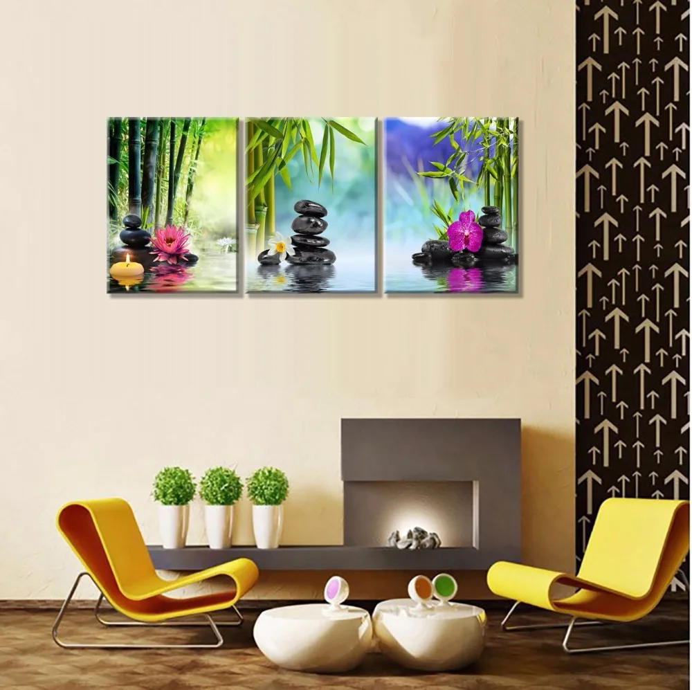 Buy Zen Paintings SPA Stone Green Bamboo Pink