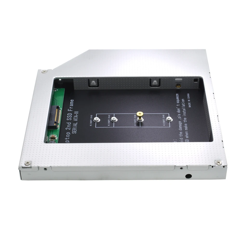 TISHRIC Aluminum m.2 M2 NGFF SSD 2nd HDD Caddy 12.7mm SATA 3.0 Optibay Hard Disk Enclosure Adapter DVD HDD 2.5 Case For Laptop