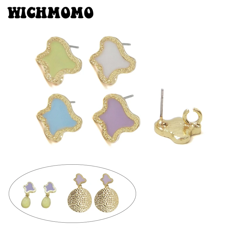 

2019 New 14*11mm 10pieces High Quality Zinc Alloy Drop Oil Stars Earring Base Connectors for DIY Earring Jewelry Accessories