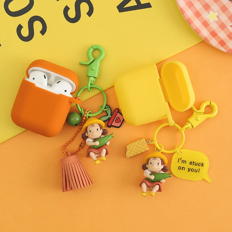 

Earphone Cartoon Decorative Silicone Case for Apple Airpods 1 2 Cover Accessories Headphones Protective Cover Bag Key Ring Gifts
