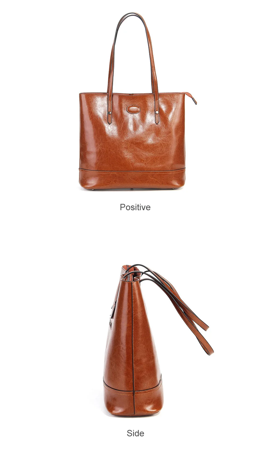 Zency 100% couro genuíno moda marrom bolsa