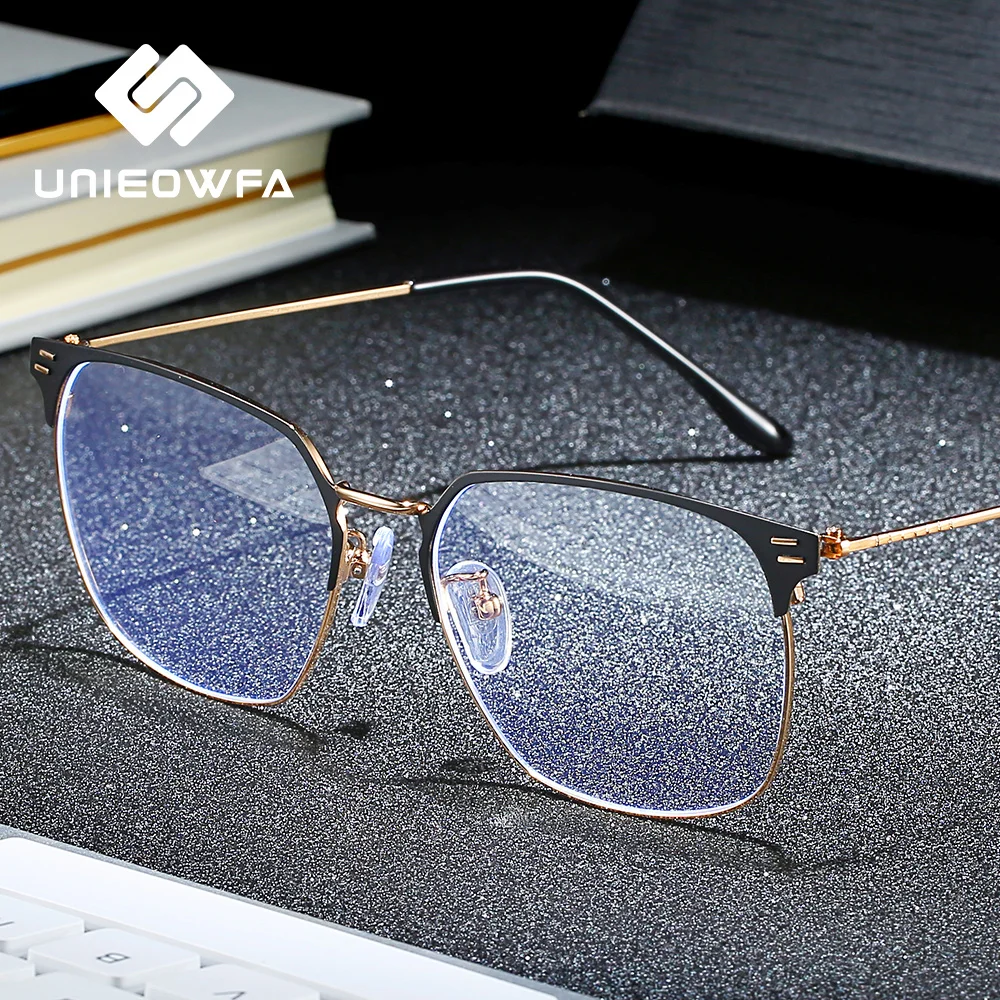 

UNIEOWFA Retro Clear Optical Glasses Frame Men Myopia Prescription Eyeglasses Frame Vintage Korean Spectacles Frame Square Alloy