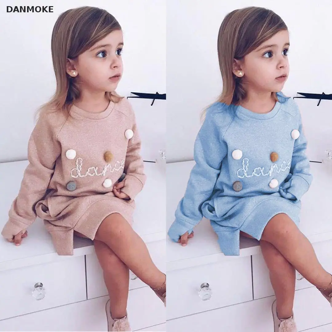 Cena Danmoke 2018 jesienno zimowa kreskówka list haftowana bluza dziewczyna moda długa bluza z kapturem sukienka sweter Moletom Feminina