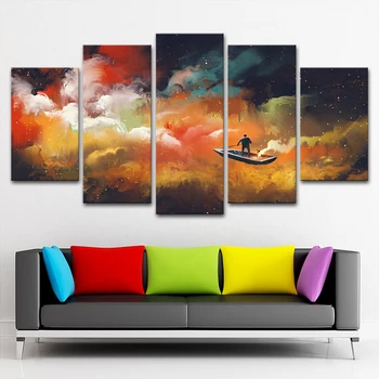

Home Living Room Wall Decor Modern Pictures 5 Pieces Slide in the ship Scenery Modular Painting Canvas Frame HD Prints Art