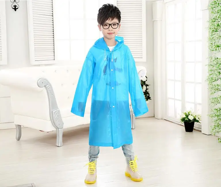10.Age 6~13 Kids student Hooded Jacket children Girl boy Rain coat Poncho Raincoat Cover Long transparent Rainwear