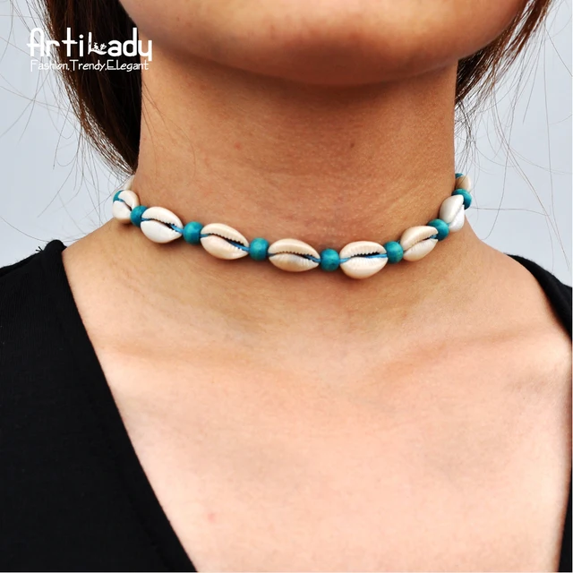 Artilady shell choker necklace vintage velvet rope beads natural shell choker bo Artilady shell choker necklace vintage velvet rope beads natural shell choker bo