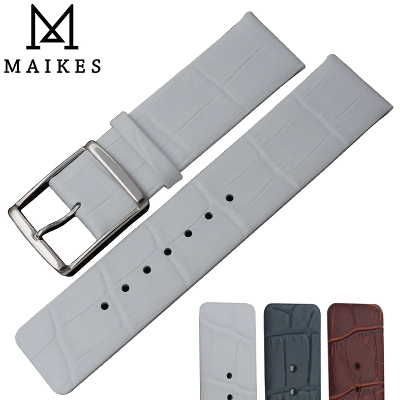 MAIKES High Quality Watchband Alligator Grain Genuine Leather Watch Strap Band For CK Calvin Klein K2Y211